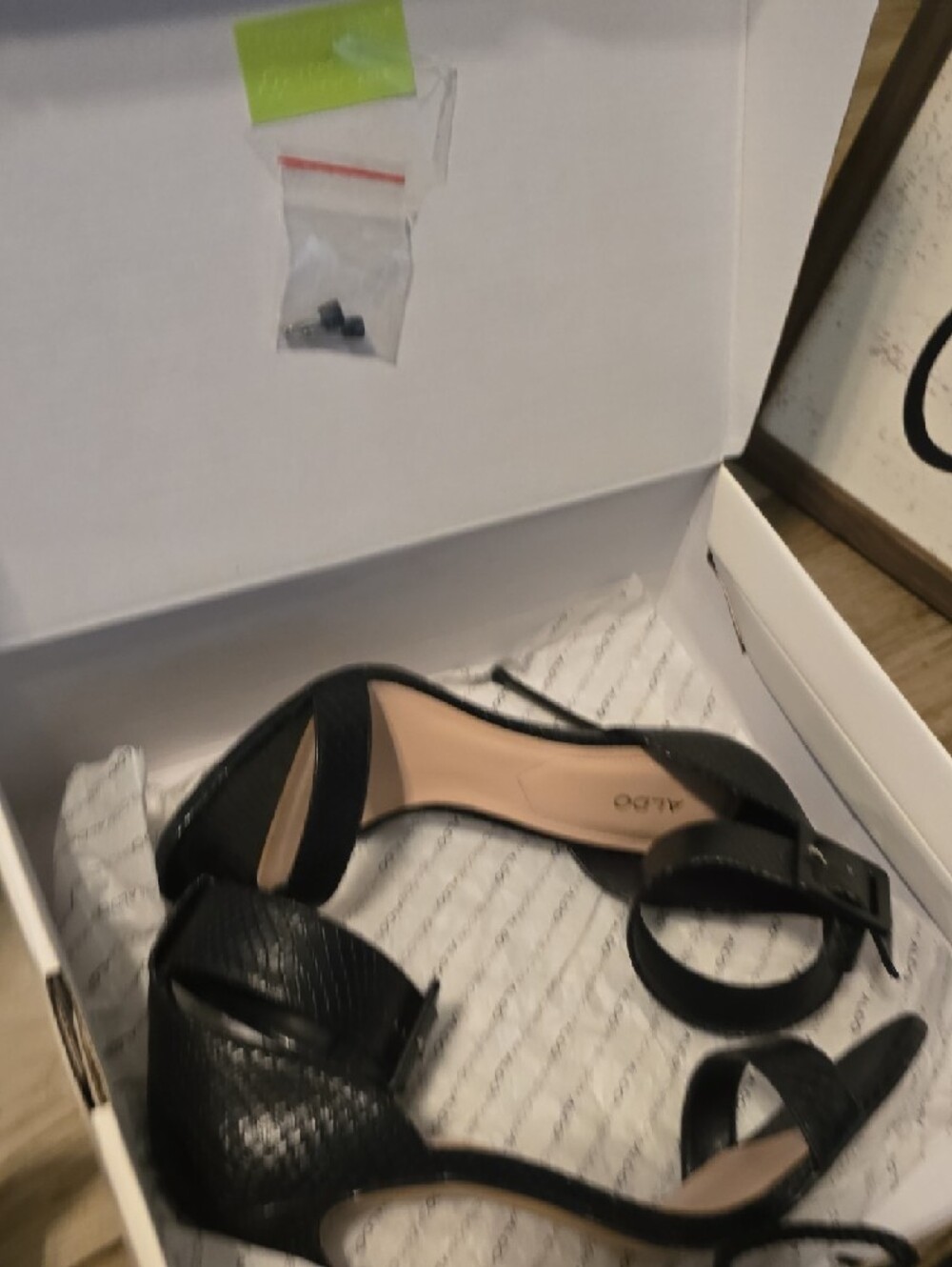 ALDO Black Textured Ankle-Strap Stiletto Heels & Vince Camuto Heels Both 7.5 - Picture 6 of 12